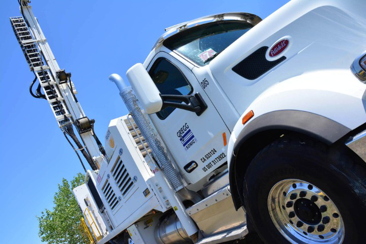 Gregg Drilling LLC's LargeRotoSonic FS250 sonic drill built on a Peterbilt Truck